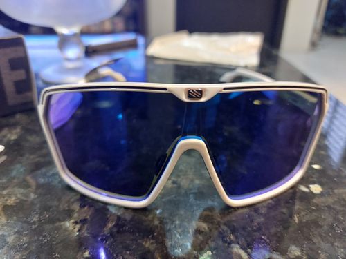 Customer photo review of Spinshield White Gloss (slight mark on frame) Multi Laser Blue Lens - due 18th March