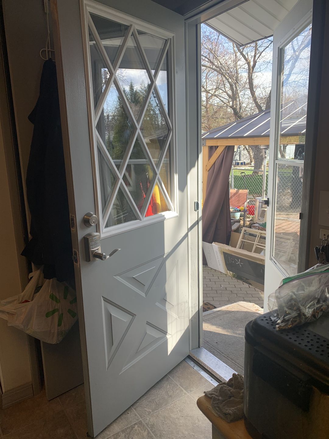 Customer photo review of Clear Diamond Grid Glass and Frame Kit (Half Lite 22" x 36" Glass Size)