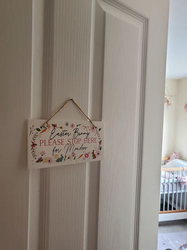 Customer photo review of Personalised Easter Springtime Wooden Sign (MRK-iD)