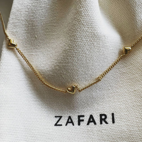 Customer photo review of Heart Beaded Chain Gold Vermeil Necklace