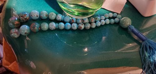 Customer photo review of 33 Beads Tasbih | Natural Persian Turquoise Beads Rosary | Feroza Stone Tasbih | Irani Turquoise Misbaha | AlAliGems Islamic Beads