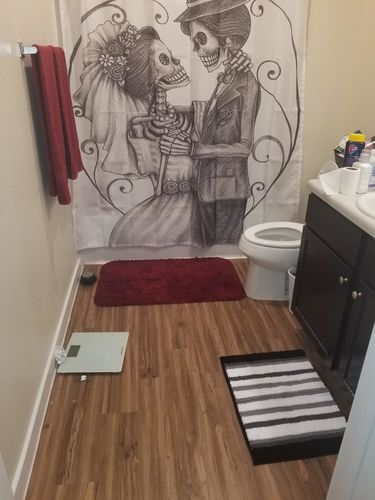 Customer photo review of Love Skull Shower Curtain