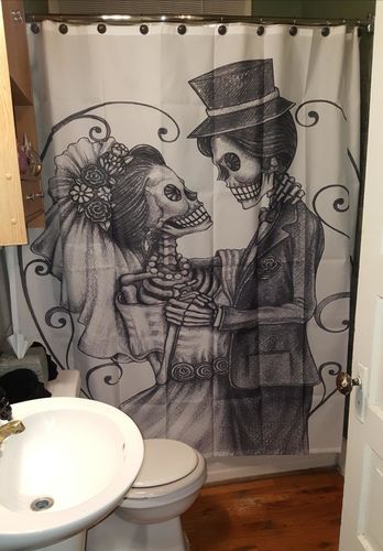 Customer photo review of Love Skull Shower Curtain