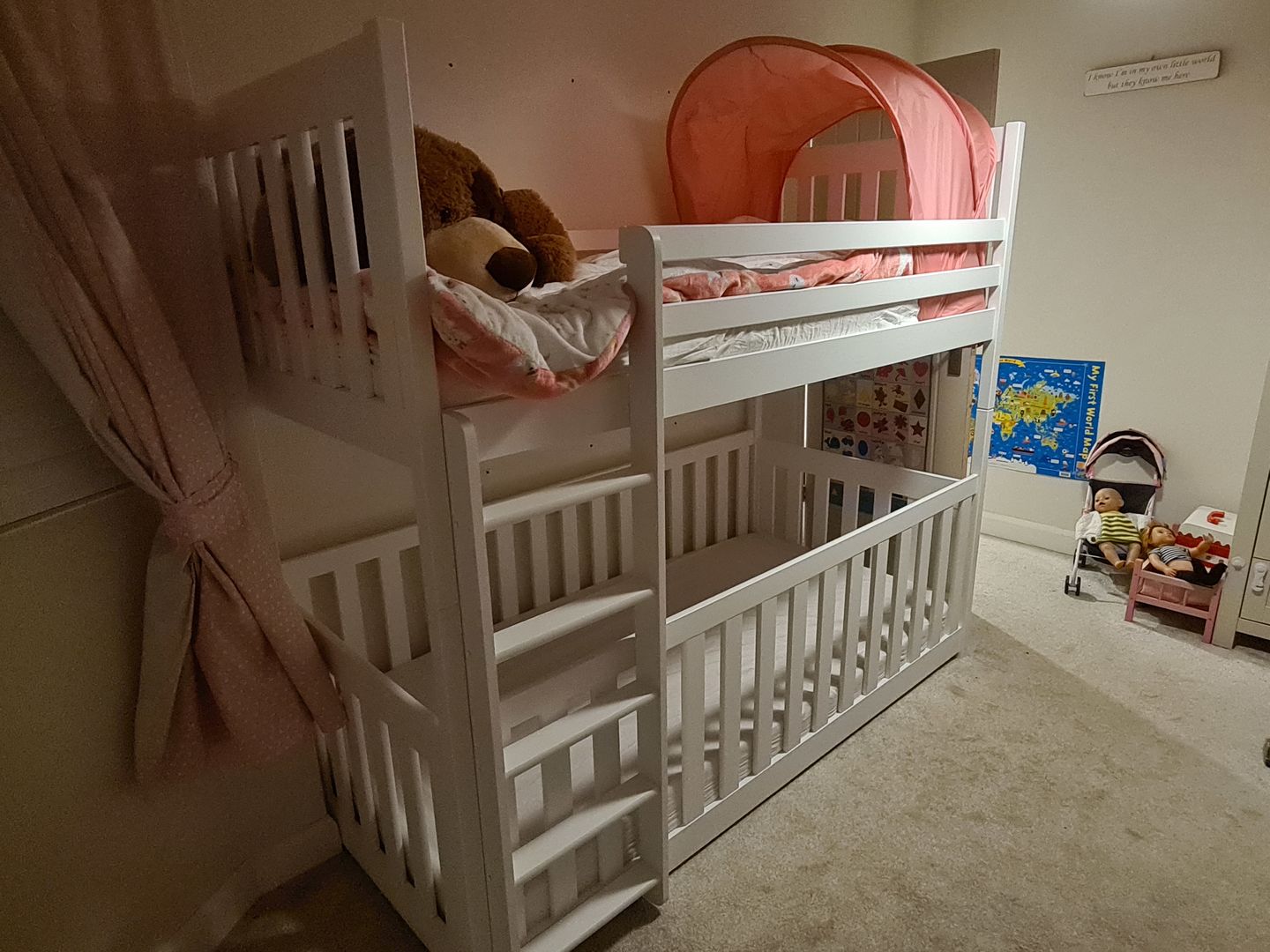 Customer photo review of Wooden Bunk Bed Cris with Cot Bed