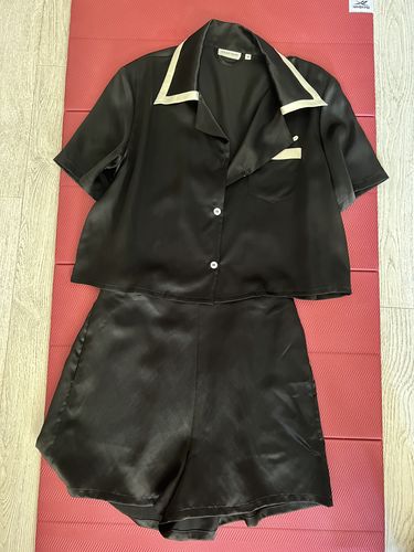 Customer photo review of The Swan – Vintage Silk Pajama Short Set
