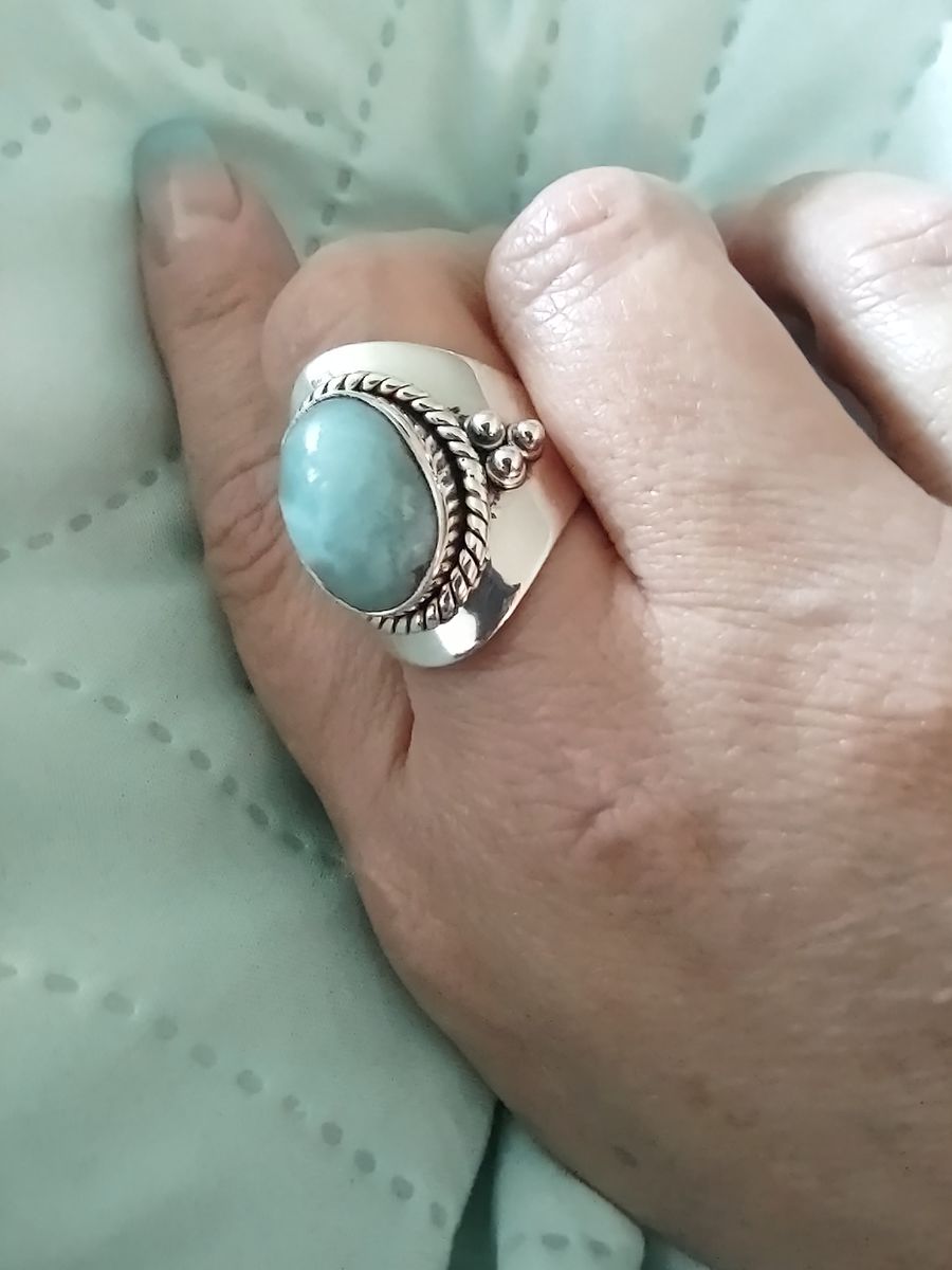 Customer photo review of Larimar Sterling Silver Boho Ring for Women