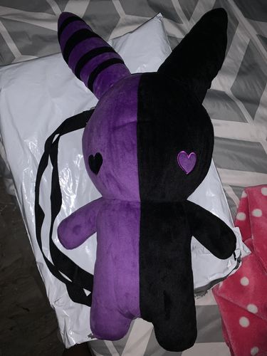 Customer photo review of Rabbit Plush Backpack (20" PURPLE/BLACK)