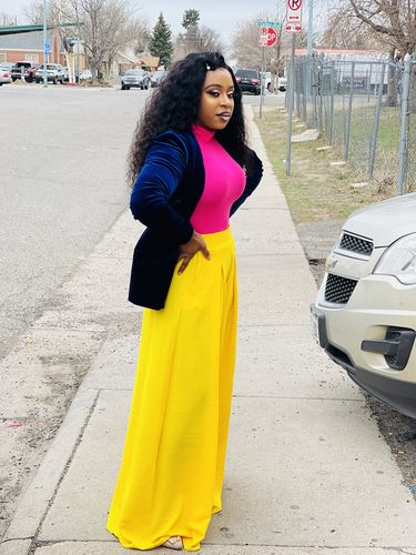 Customer photo review of Make It Bold Wide Leg Pants (Yellow)