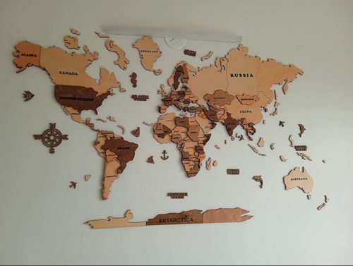 Customer photo review of 3D Wooden World Map Multicolor