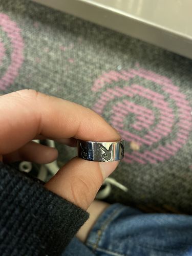Customer photo review of Grunge Stainless Steel Band Ring