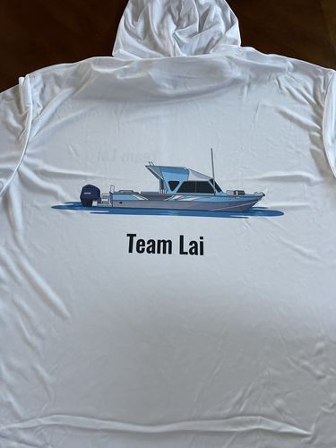 Customer photo review of Custom Dri-Fit Fishing Hoodies (Front & Back Printing)