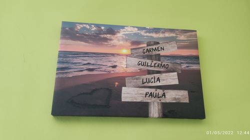 Customer photo review of Lienzo personalizado Corazon en la Playa