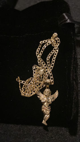 Customer photo review of New 14k 👼Cuban Two Tone Chain + Pendant by GD