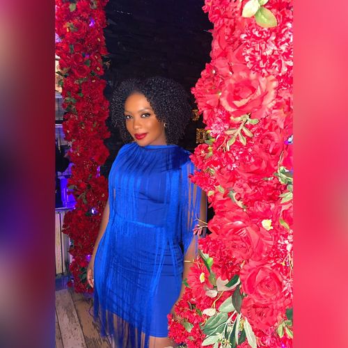 Customer photo review of Elegant Solid Color Fringed Zipper Sleeveless Mini Dress