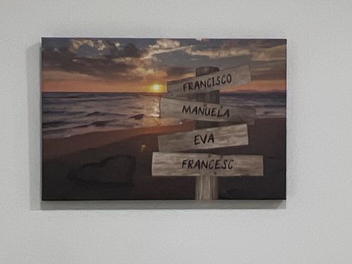 Customer photo review of Lienzo personalizado Corazon en la Playa