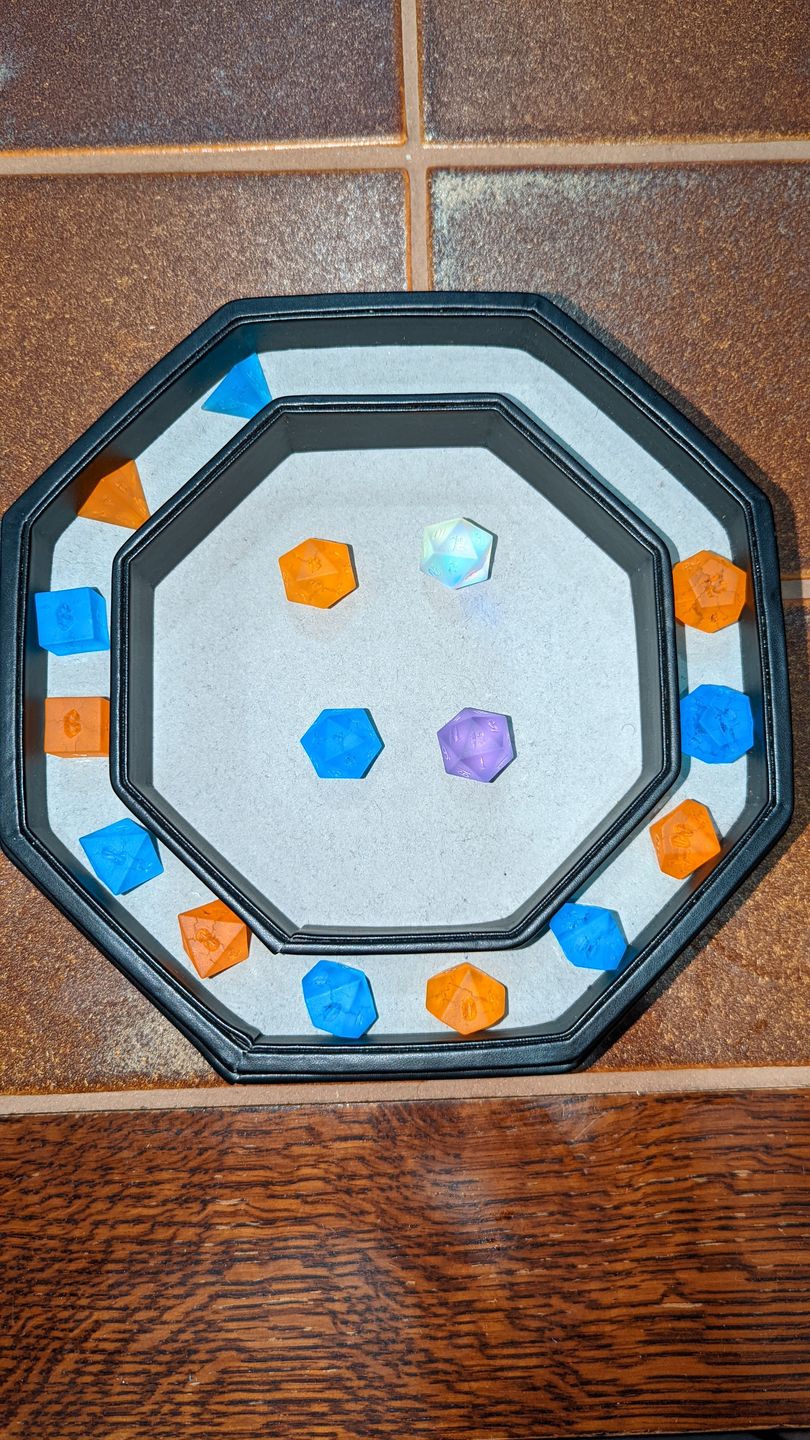 Customer photo review of URWizards Custom font style for dice, Custom initial on Dice, Dnd Natural Gemstone Dice MTG Game