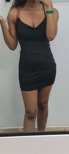 Customer photo review of Faye Mini Dress (BLACK)