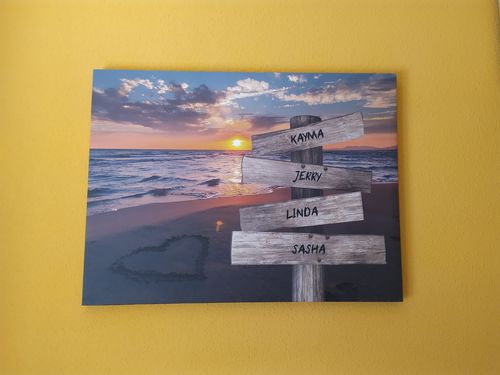 Customer photo review of Lienzo personalizado Corazon en la Playa