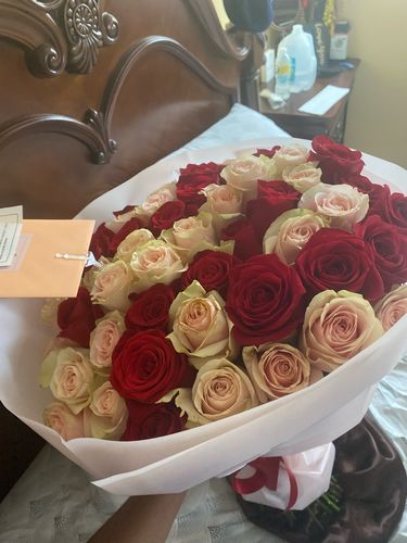 Customer photo review of Orange & Red Bouquet
