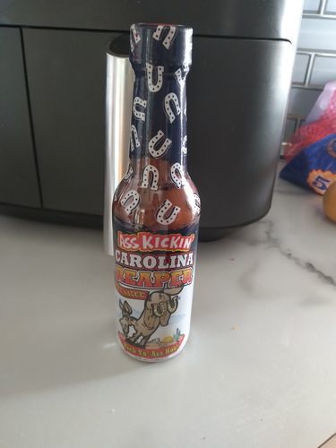 Customer photo review of Ass Kickin' Carolina Reaper Hot Sauce