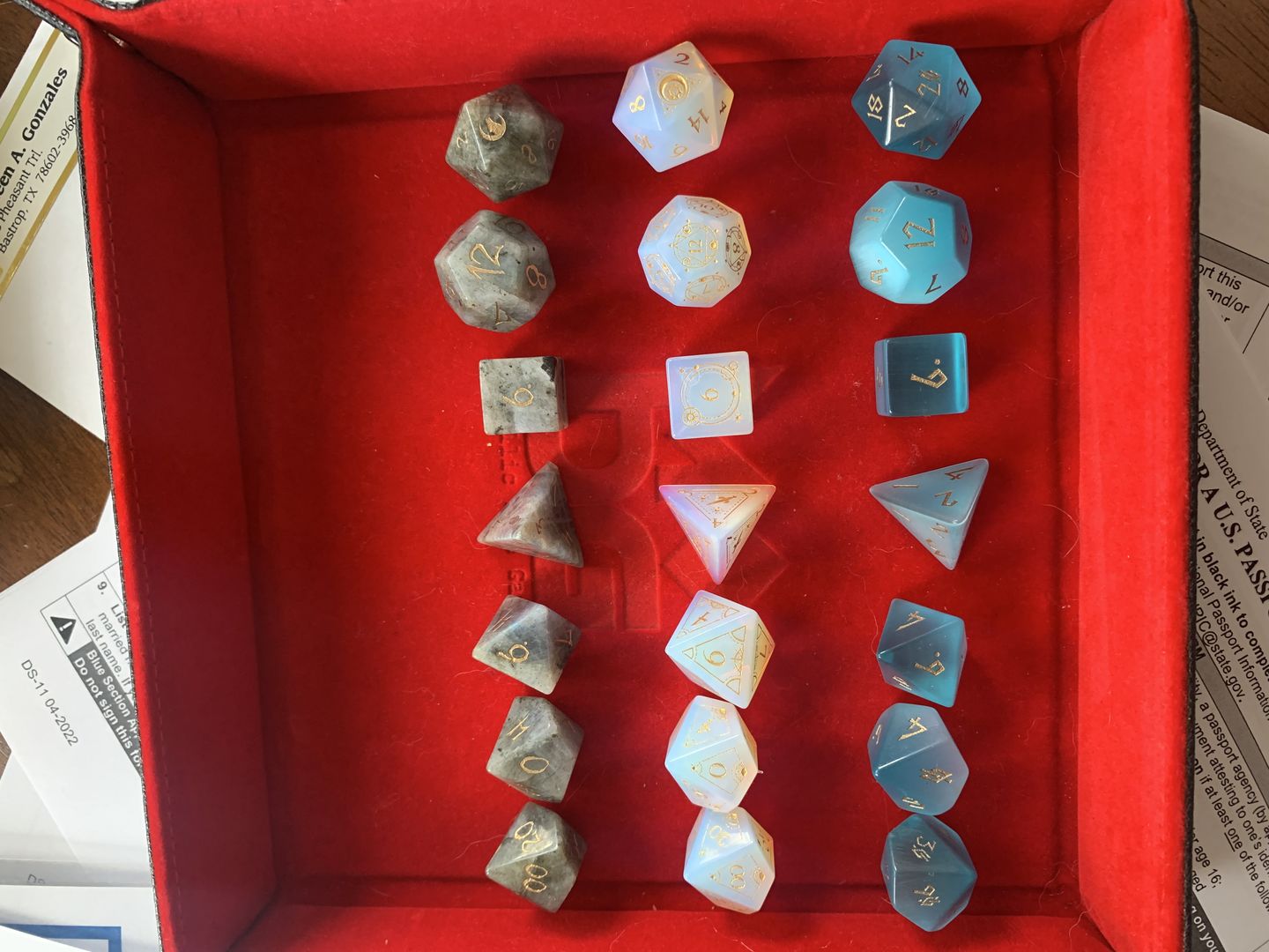 Customer photo review of FABLED MARK - OPALITE STONE DICE SET