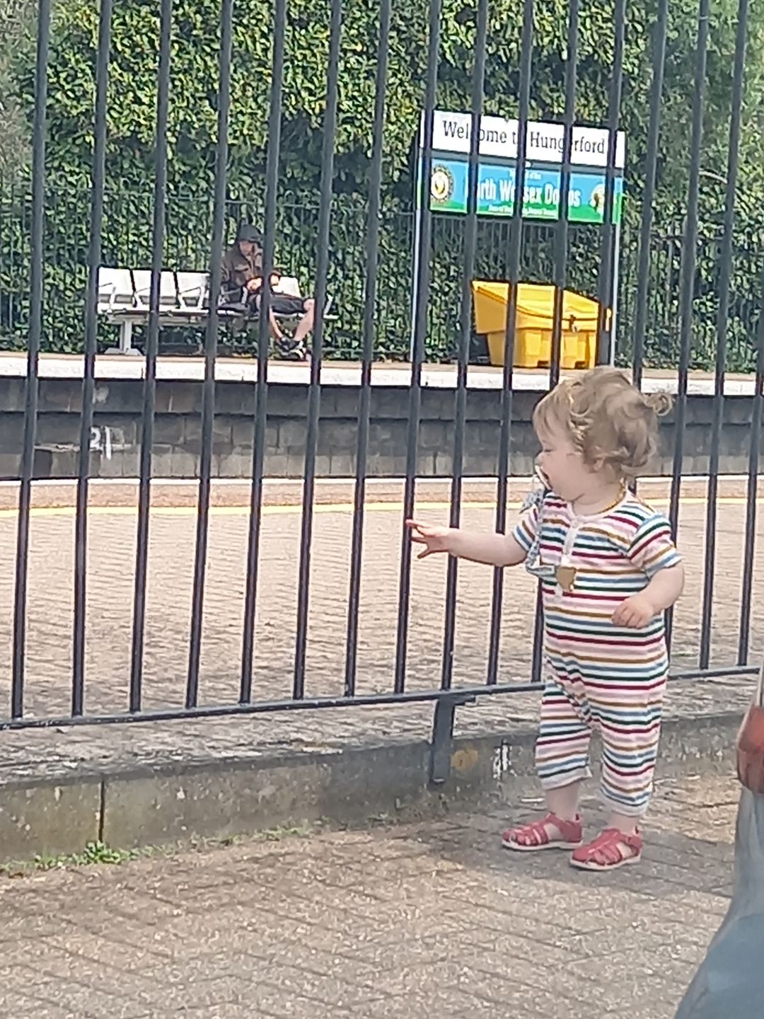 Customer photo review of Rainbow Striped Organic Romper Playsuit