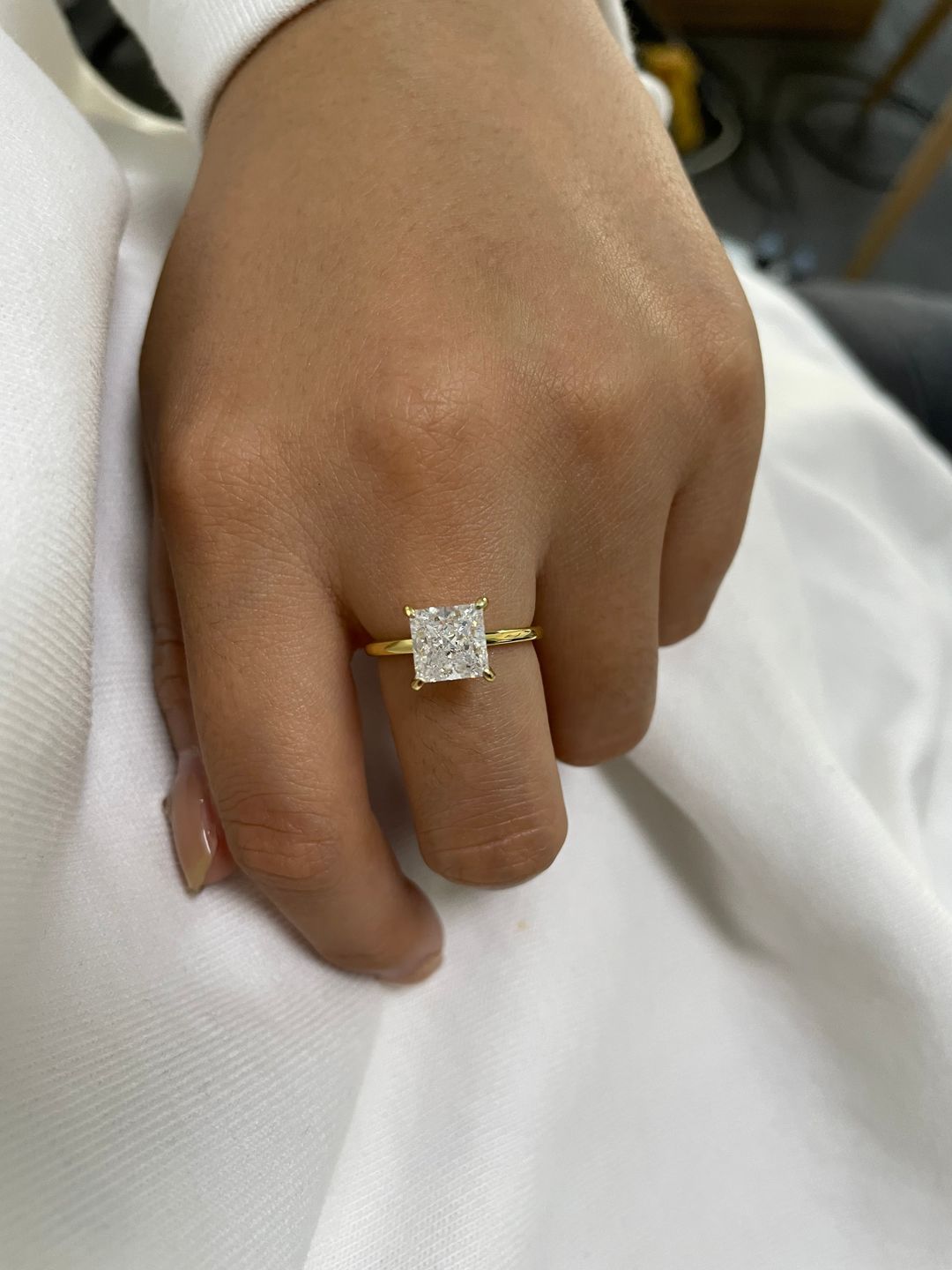 Customer photo review of Louily Square Princess Cut Engagement Ring for Women In Sterling Silver