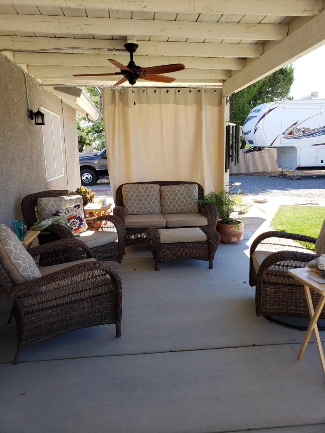 Customer photo review of Top & Bottom Grommet Windproof Outdoor Curtains for Patio 1 Panel