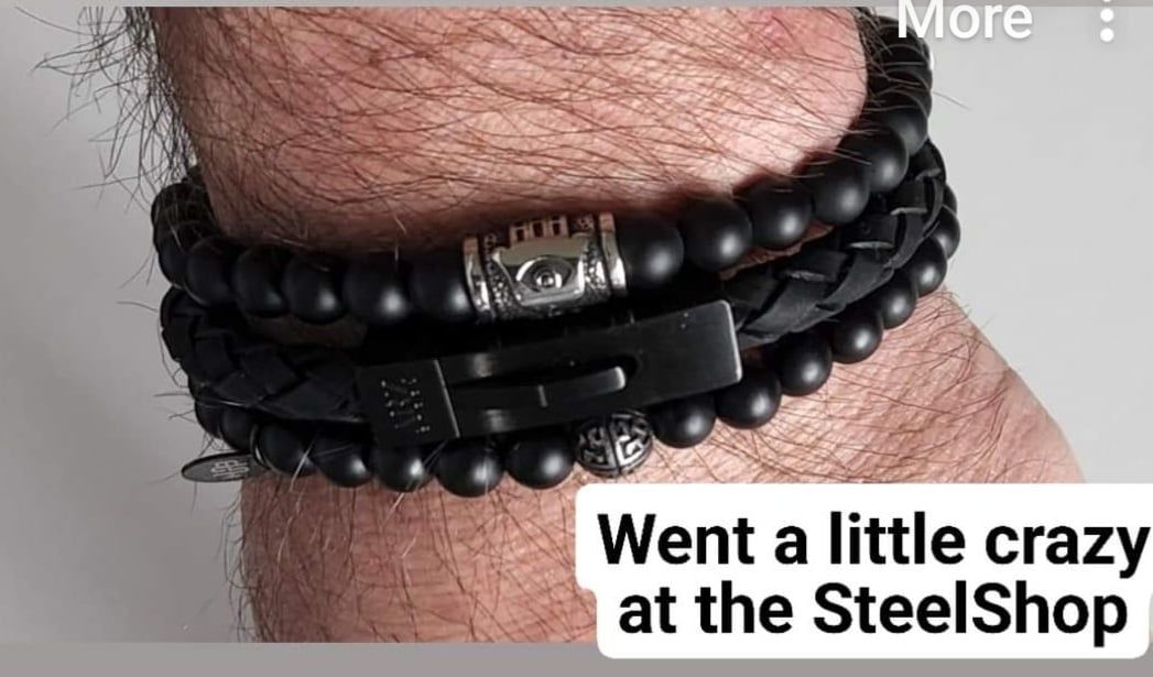 Customer photo review of 6mm Black Leather Engravable Bracelet