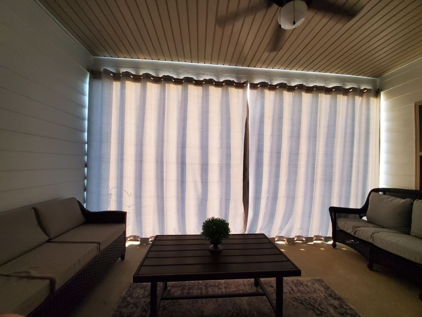 Customer photo review of Top & Bottom Grommet Windproof Outdoor Curtains for Patio 1 Panel