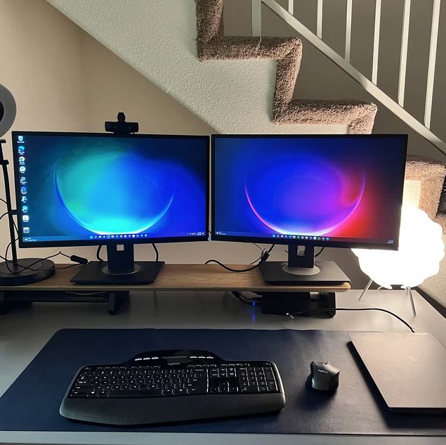 Customer photo review of Dual Monitor Stand