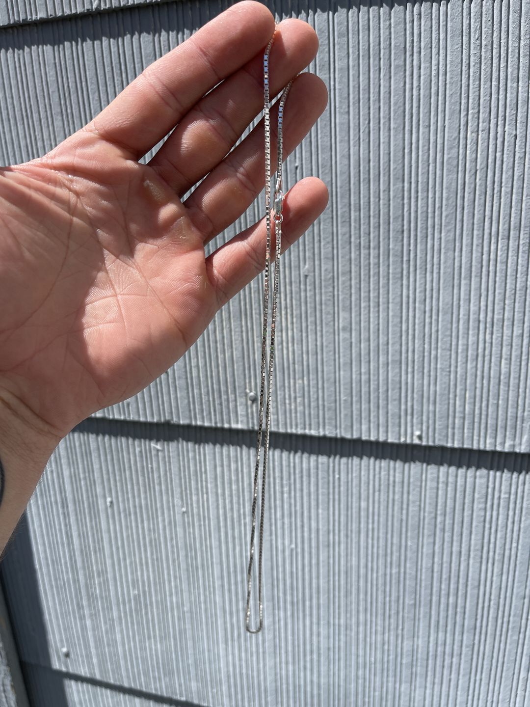 Customer photo review of Diamond Cut 1.7mm Box Chain in Sterling Silver - 16" , 18" , 20" , 24" and 30"