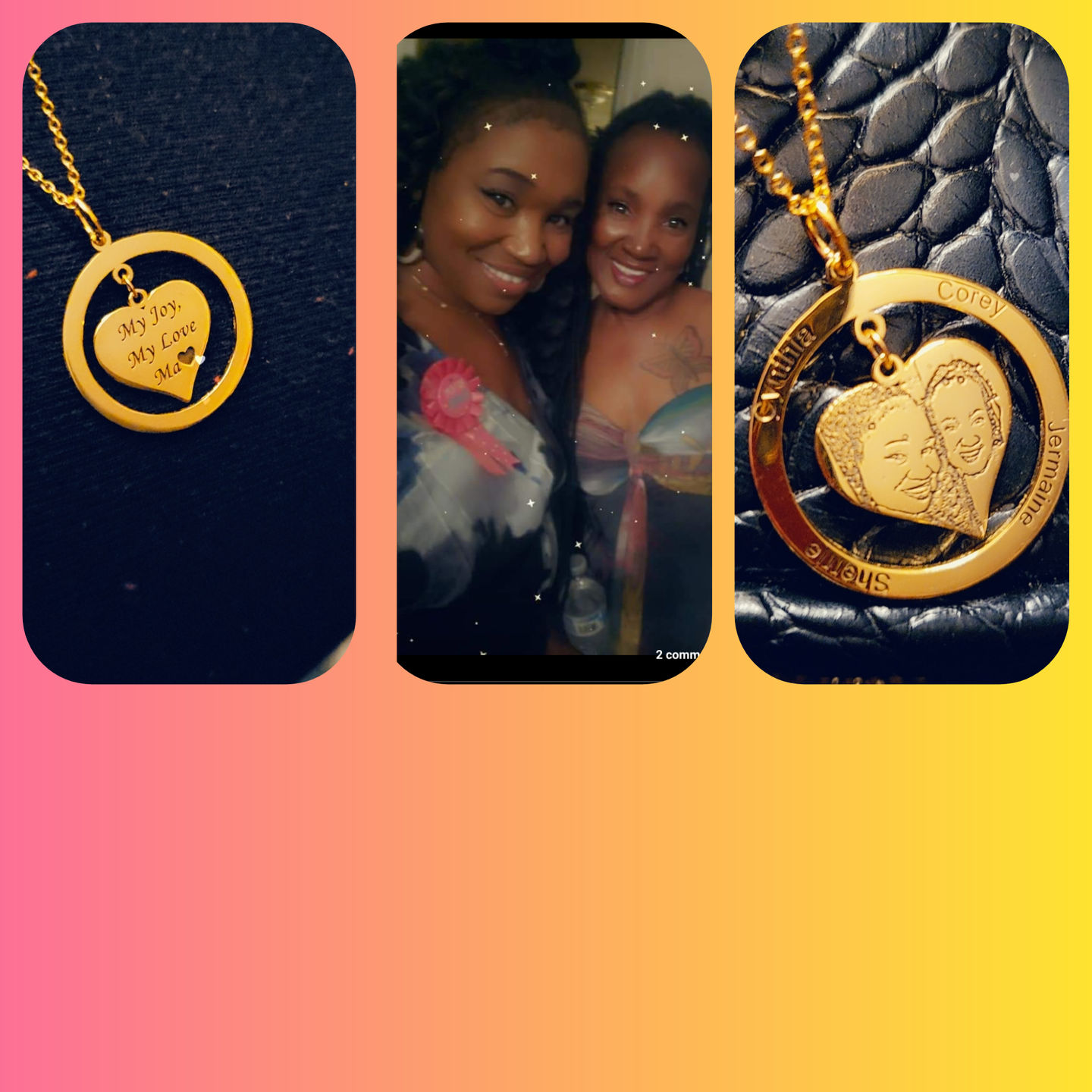 Customer photo review of Photo Engraved Heart Necklace
