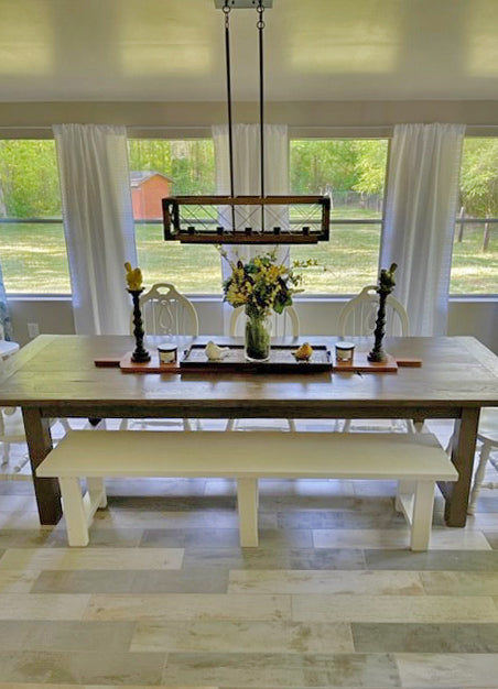 Customer photo review of Farmhouse 5-Light Rectangle Wood Chandelier