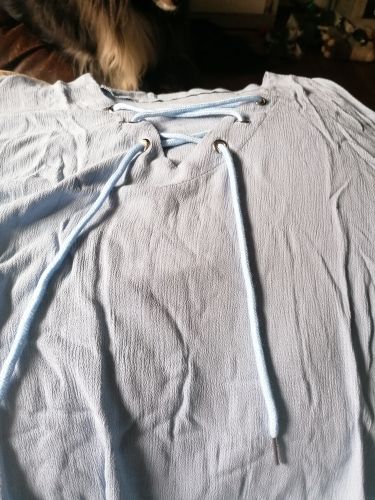 Customer photo review of V Neck Summer Linen Top