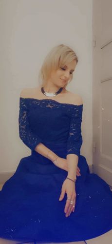 Customer photo review of Robe Balançoire Vintage Année 50 Épaule Nue Dentelle Patchwork