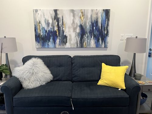 Customer photo review of 'Abstract Blue & Gold' Framed Canvas