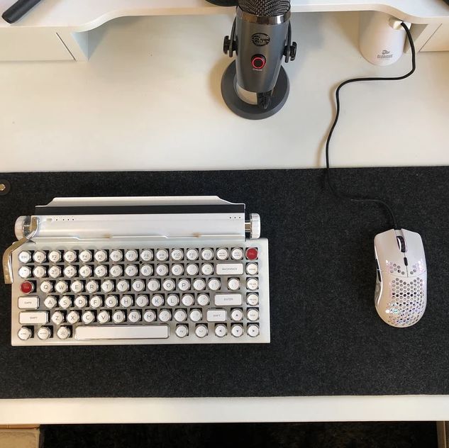 Customer photo review of Big Gray Desk Pad
