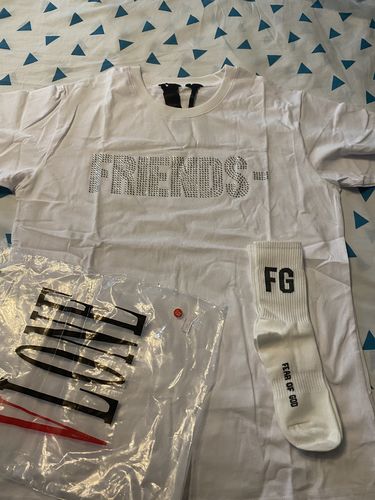 Customer photo review of VLONE FRIENDS Rhinestone T-Shirt