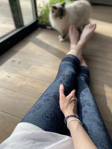 Customer photo review of Paisley Denim Crop Legging (Indigo)