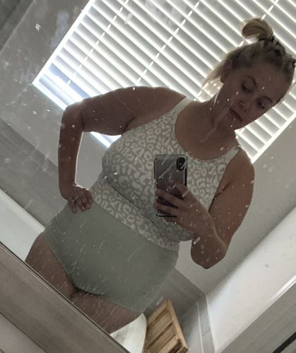 Customer photo review of Adventurer Top | Sage Leopard Print