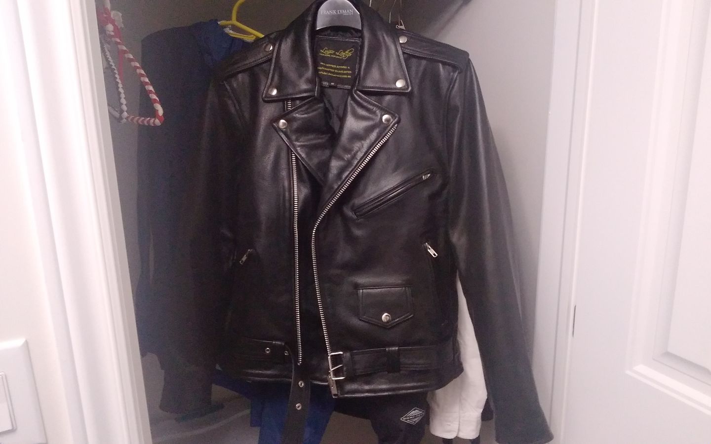 Customer photo review of "Perfect" Biker Style Classic Black Premium Heavy Leather Jacket