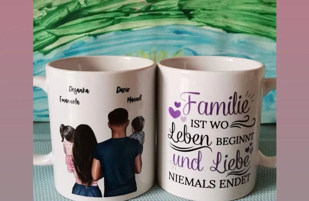 Customer photo review of Eltern mit 1-4 Kindern - Personalisierte Tasse