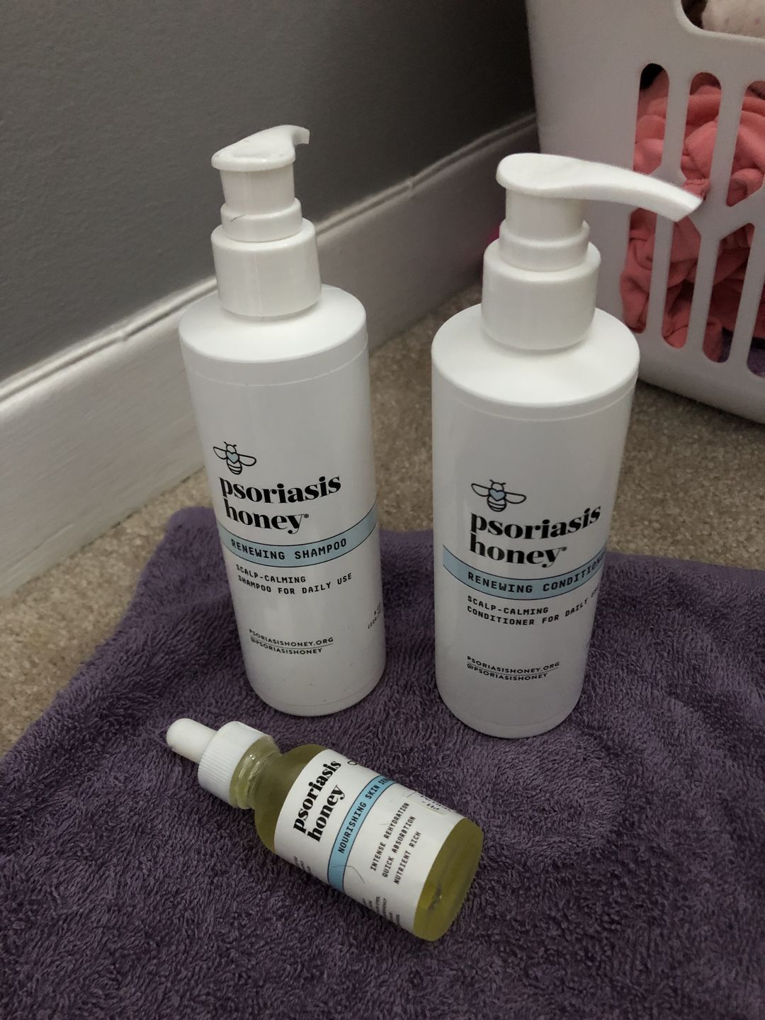 Customer photo review of Psoriasis Honey Scalp Nourishing Kit