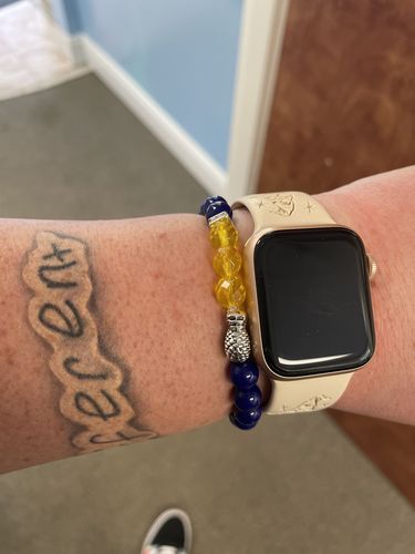 Customer photo review of Blue and Yellow Beaded Bracelet By Special Sparkle™