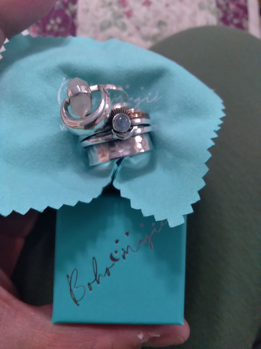 Customer photo review of Healing Crystal Point Moonstone Moon Ring Sterling Silver