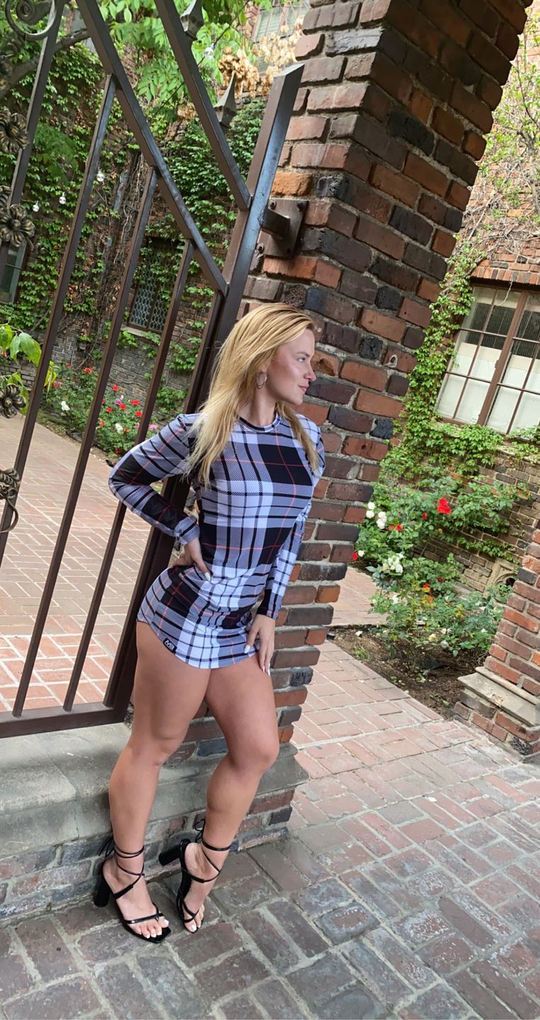 Customer photo review of OG T-SHIRT DRESSES - BLACK GINGHAM (LONG SLEEVE)