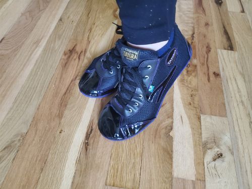 Customer photo review of Mid-Top Black Patent, Purple Dance outsole