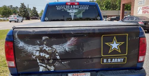 Customer photo review of US Army Truck Tailgate Decal Custom American Soldier Car Accessories