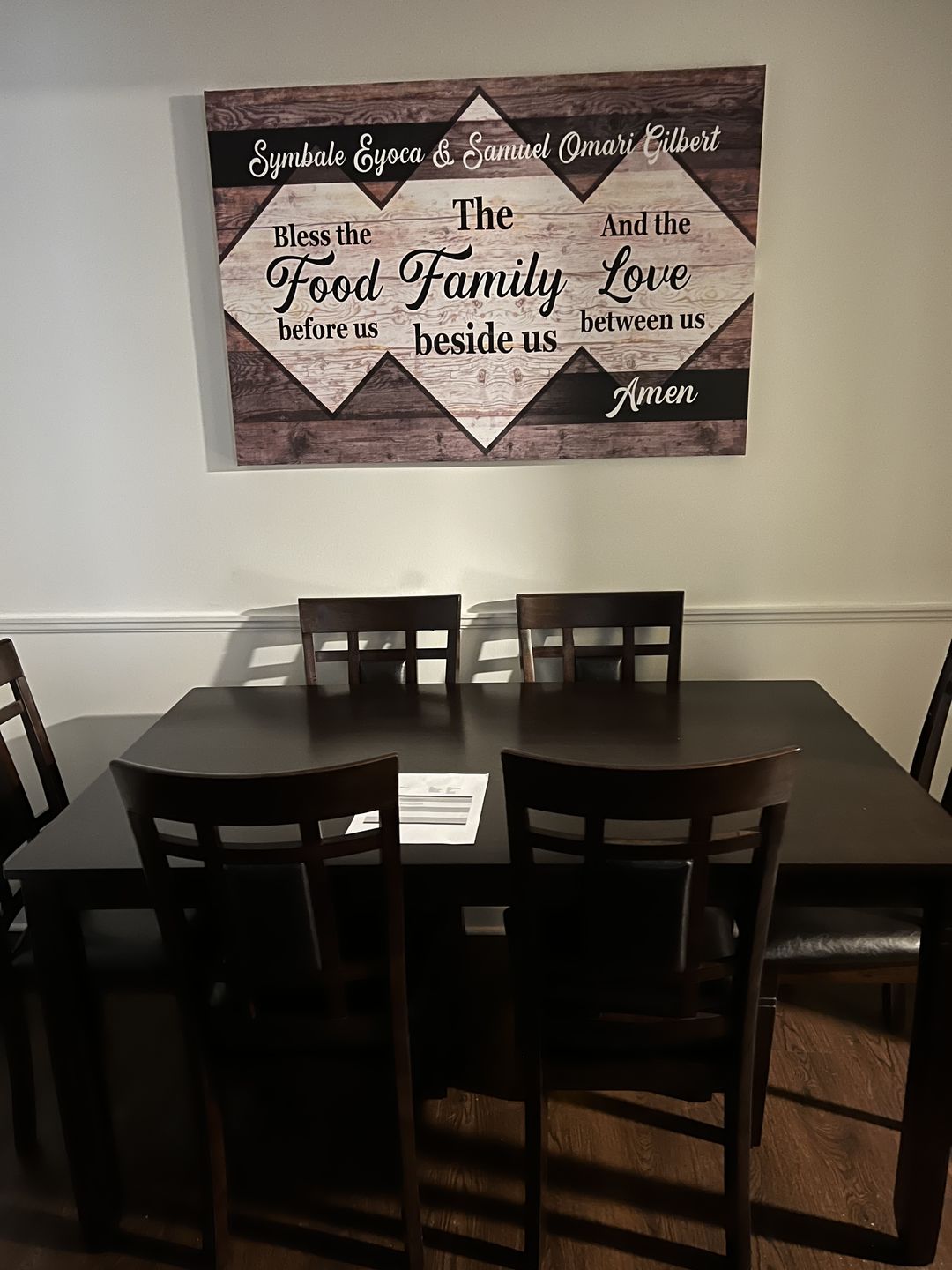 Customer photo review of Personalized "Bless The Food Family Love" Premium Canvas